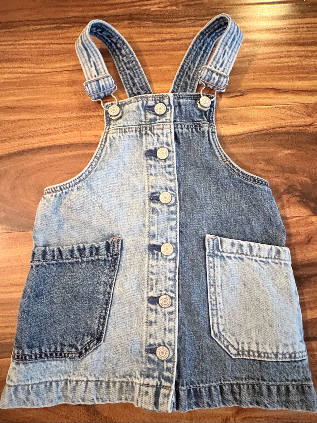 Baby Gap Girls Multi Wash Denim Button Front Patchwork Jumper 2 2t Dress As New
